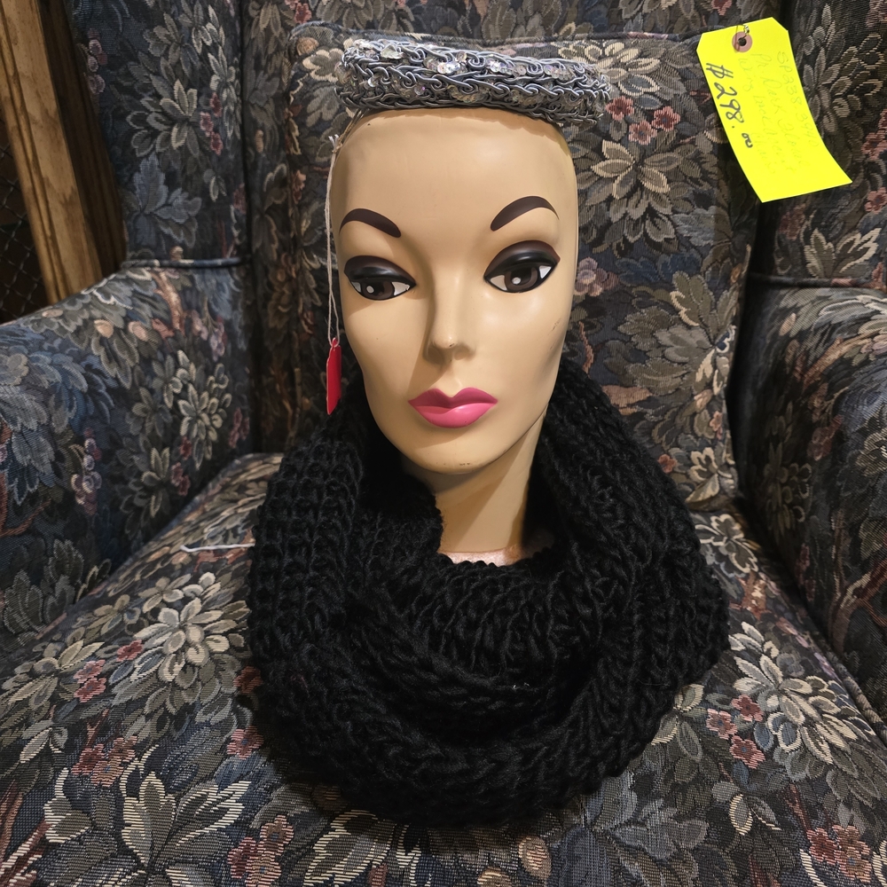 Black Knit Handmade Infinity Scarf